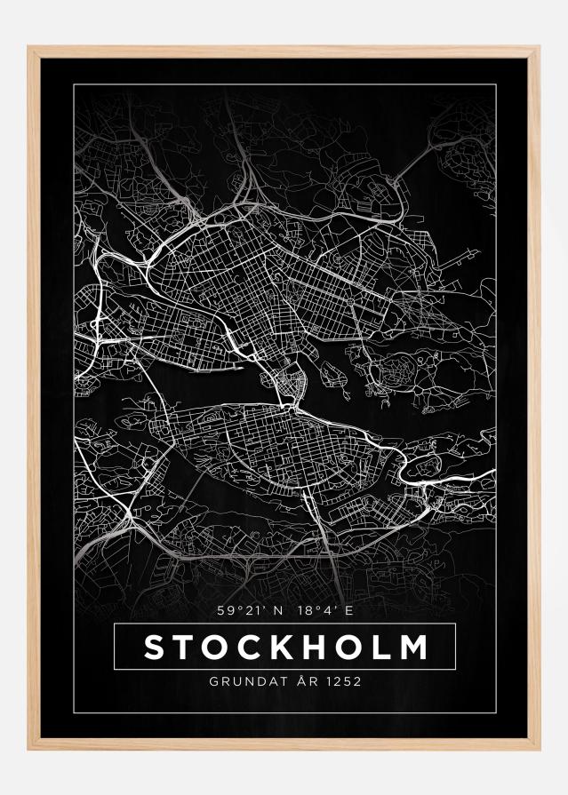 Mapa - Stockholm - Czarny Plakat