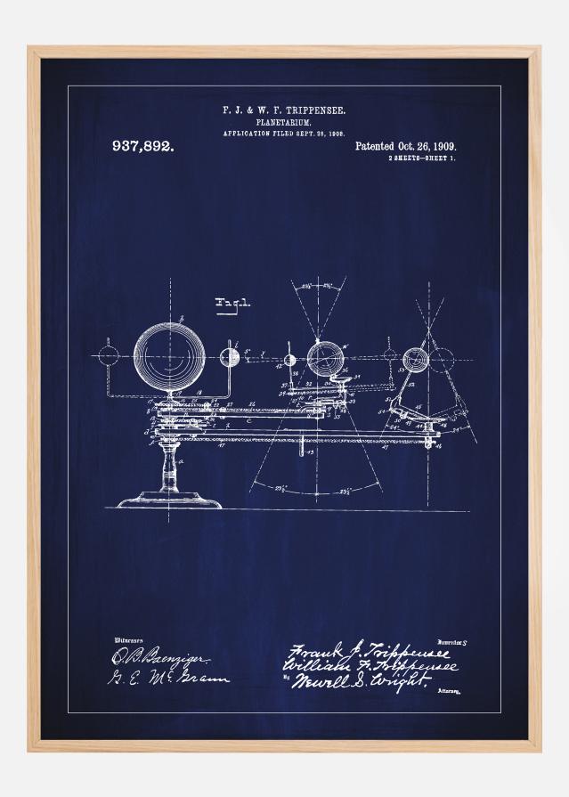 Rysunek patentowy - Planetarium - Niebieski Plakat