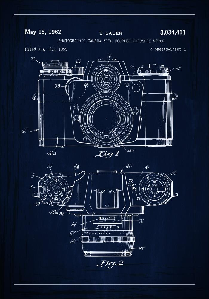 Rysunek patentowy - Aparat fotograficzny w - Niebieski Plakat