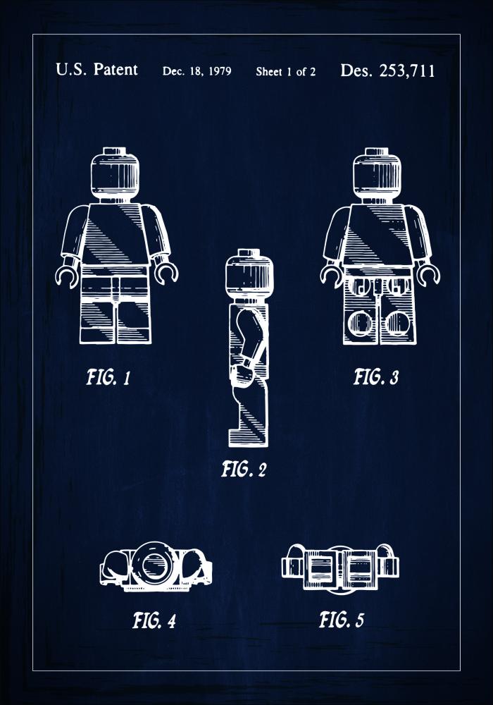 Rysunek patentowy - Lego w - Niebieski Plakat