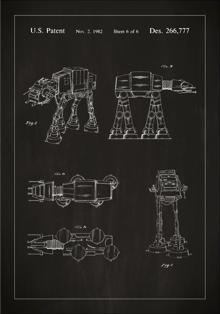 Rysunek patentowy - Star Wars - Walker - Czarny Plakat