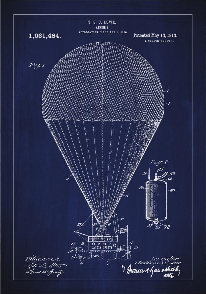 Rysunek patentowy - Sterowiec - Niebieski Plakat