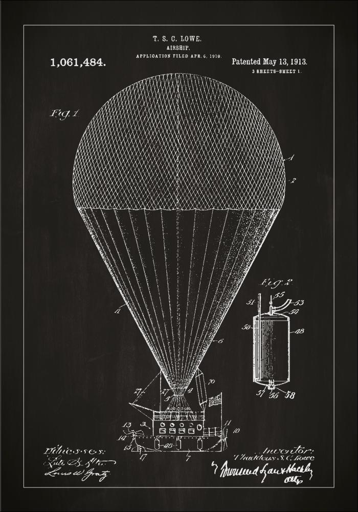 Rysunek patentowy - Sterowiec - Czarny Plakat