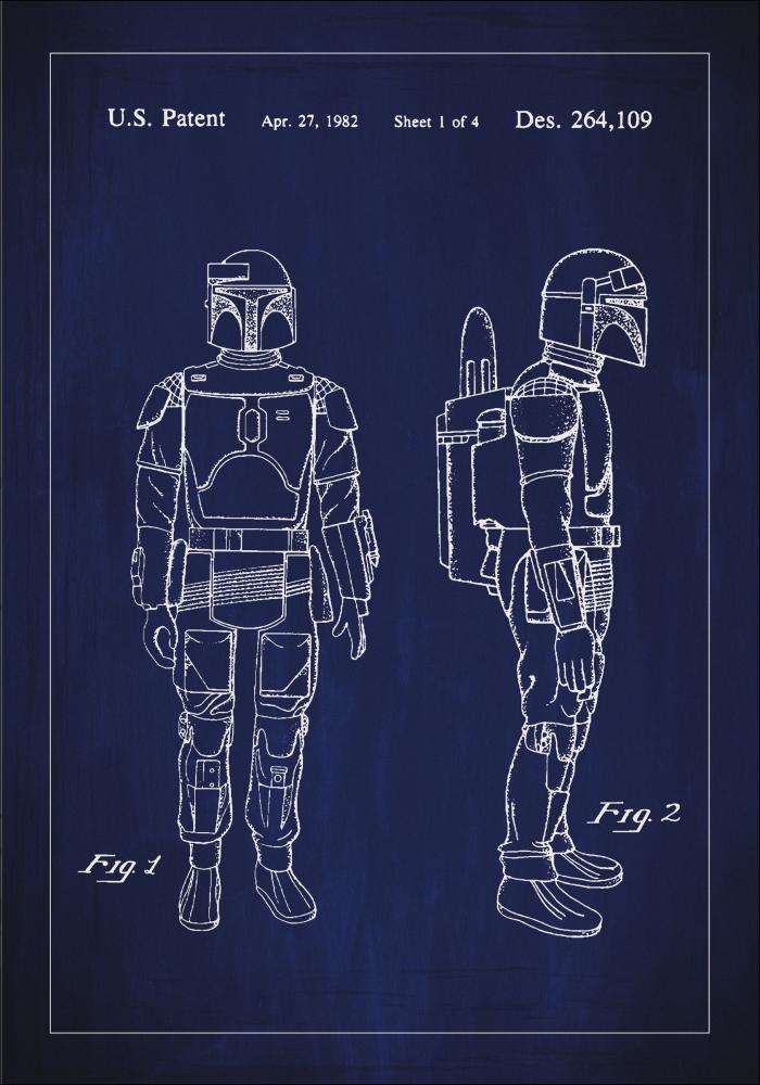 Rysunek patentowy - Star Wars - Boba Fett - Niebieski Plakat