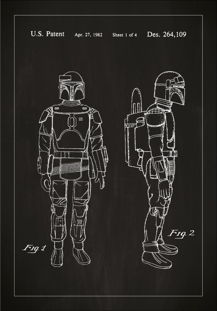 Rysunek patentowy - Star Wars - Boba Fett - Czarny Plakat