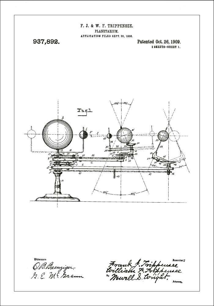 Rysunek patentowy - Planetarium - Biały Plakat