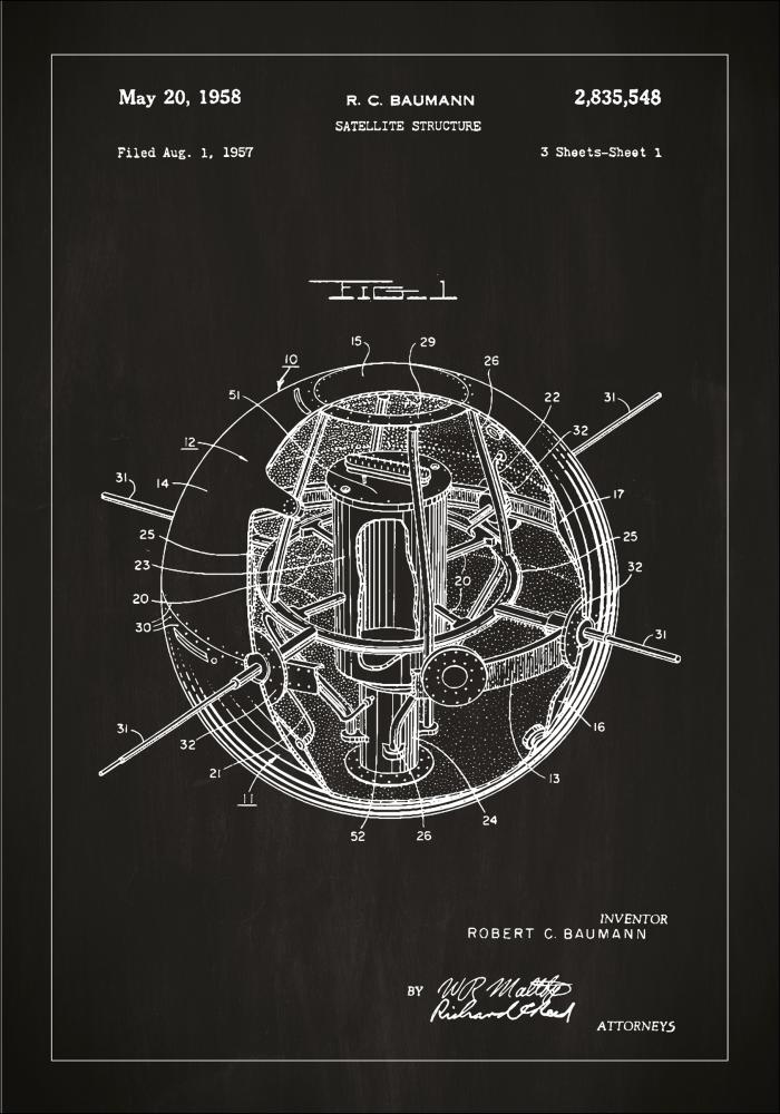 Rysunek patentowy - Satelita - Czarny Plakat