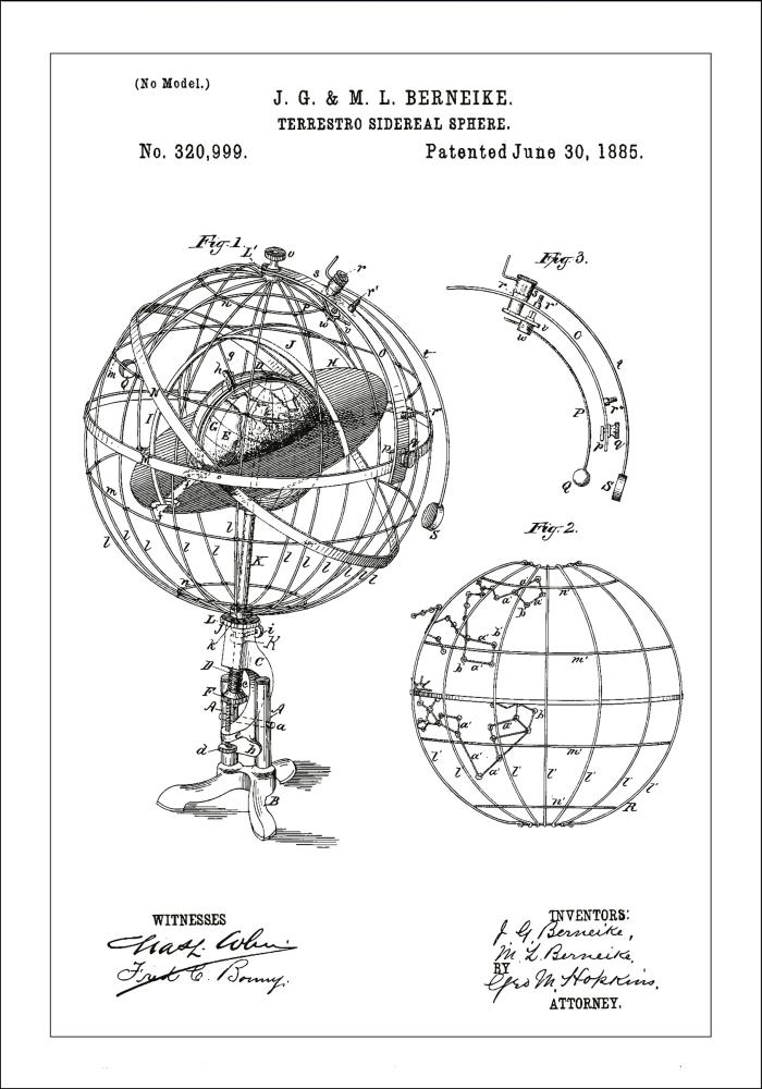 Rysunek patentowy - Astronomiczny model - Biały Plakat