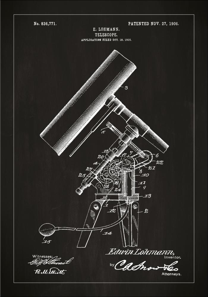 Rysunek patentowy - Teleskop - Czarny Plakat