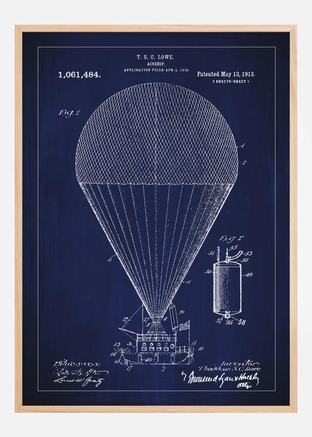 Rysunek patentowy - Sterowiec - Niebieski Plakat