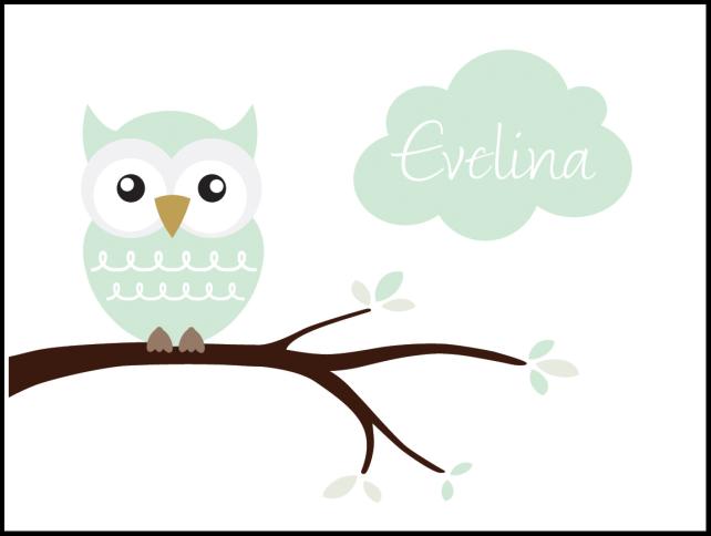 Owl Name Plakat Light Green