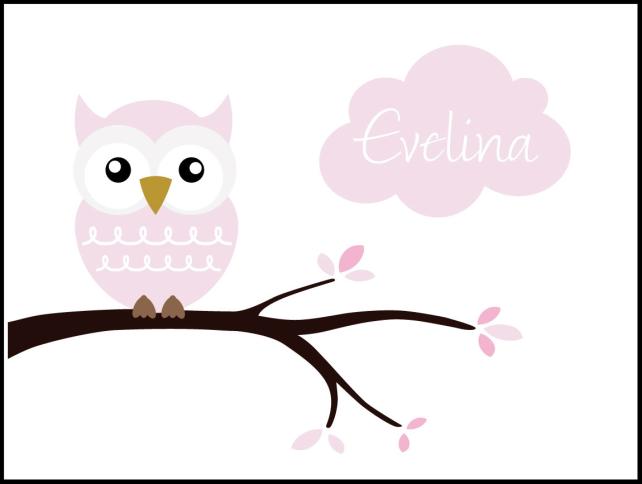 Owl Name Plakat Pink