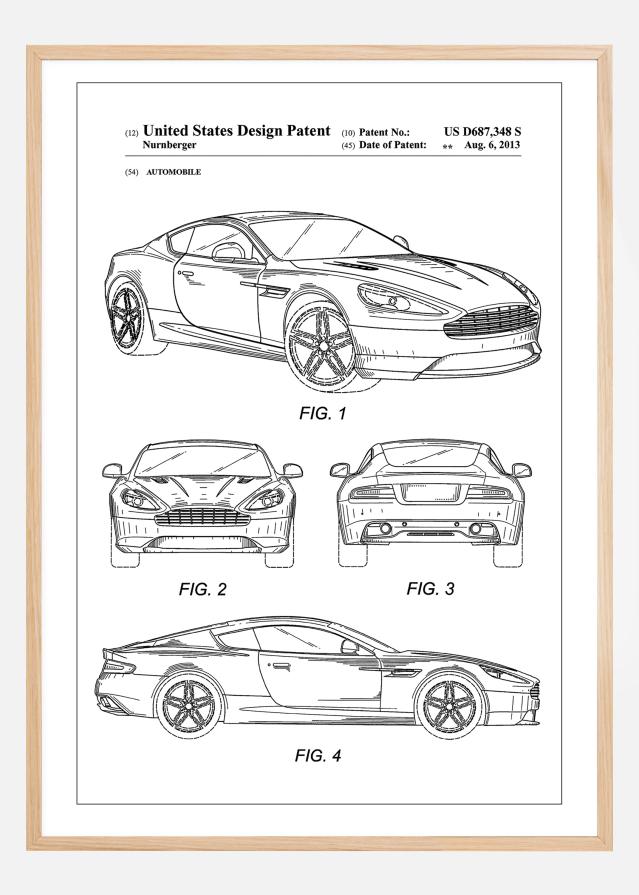 Patent Print - Aston Martin - White Plakat