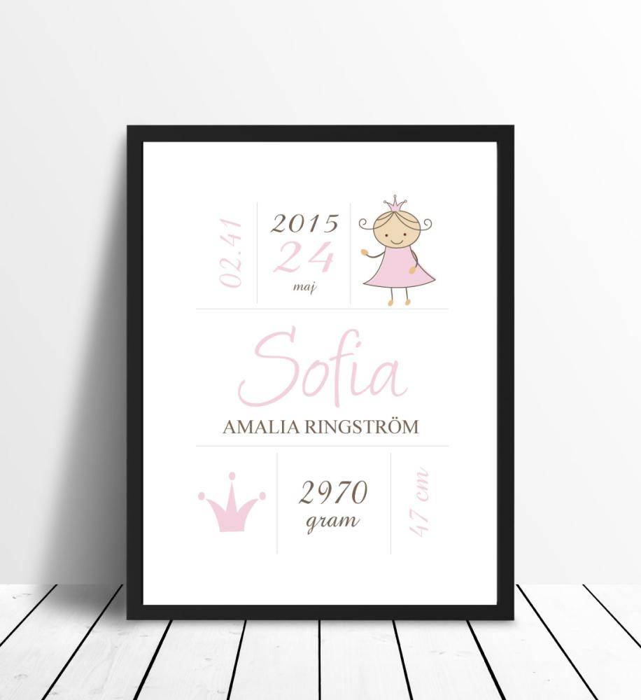 Princess Birth Plakat Pink