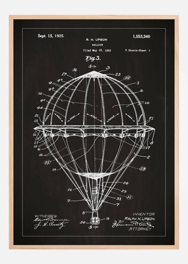 Rysunek patentowy - Balon - Czarny Plakat