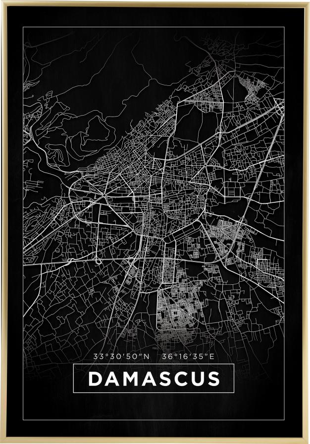 Mapa - Damascus - Czarny Plakat