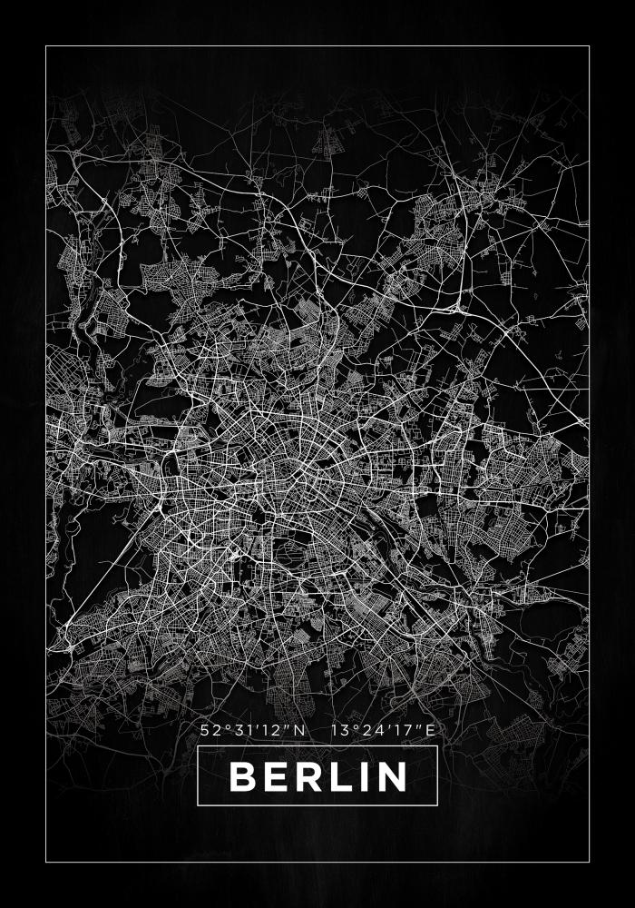 Mapa - Berlin - Czarny Plakat