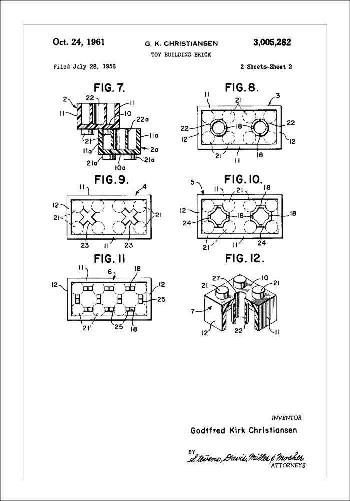 Patent Print - Lego Block II - White Plakat