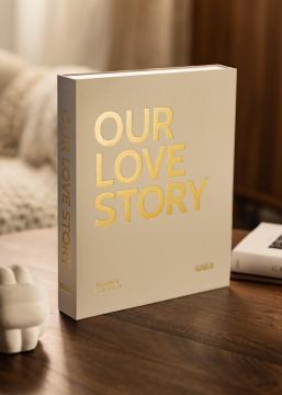 KAILA OUR LOVE STORY Creme - Coffee Table Photo Album (60 Czarne stron)