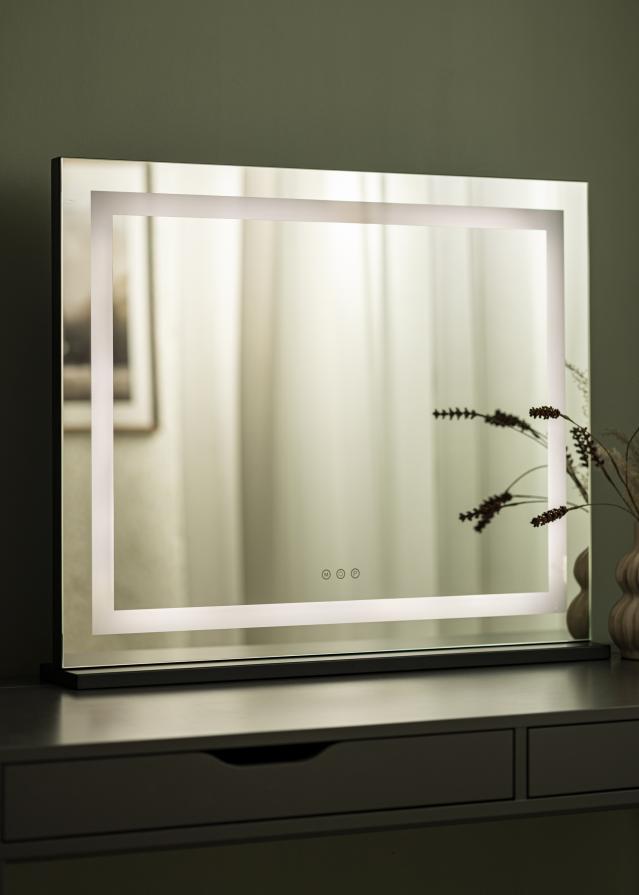 KAILA Lustro do makijażu Vanity LED Czarny 80x65 cm