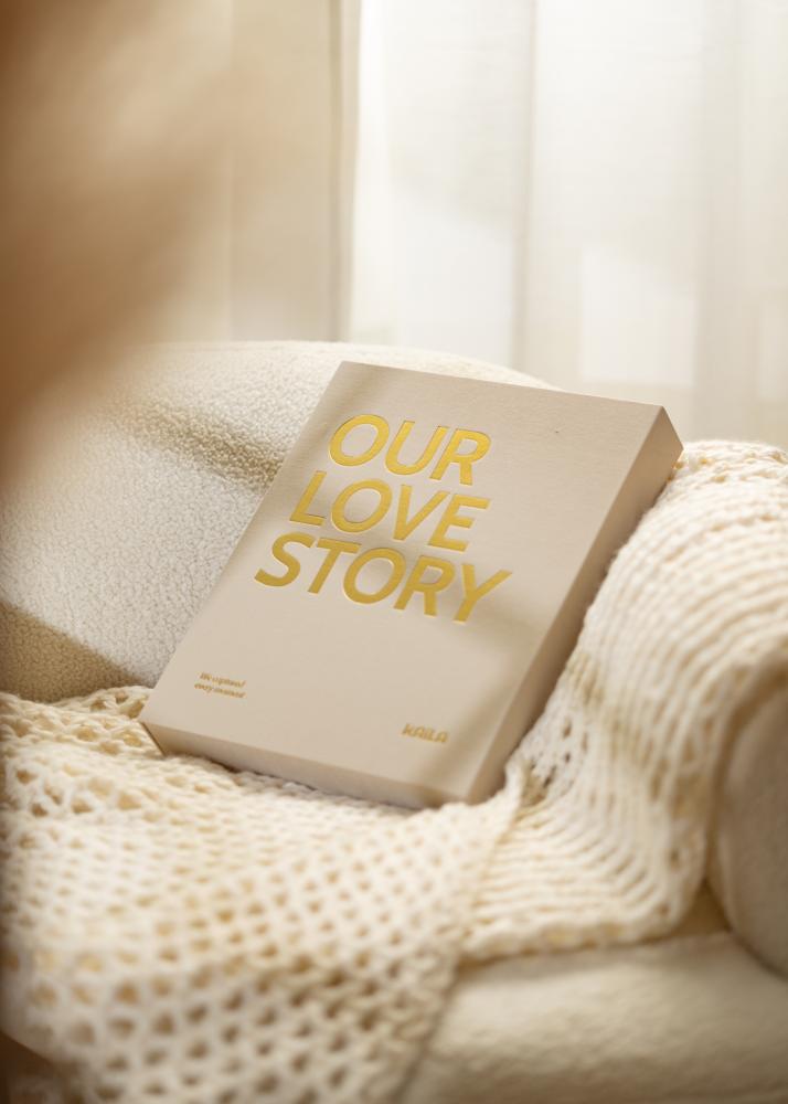 KAILA OUR LOVE STORY Creme - Coffee Table Photo Album (60 Czarne stron)