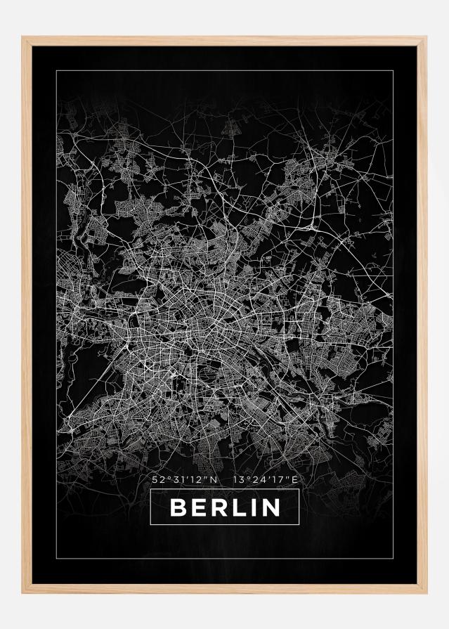 Mapa - Berlin - Czarny Plakat