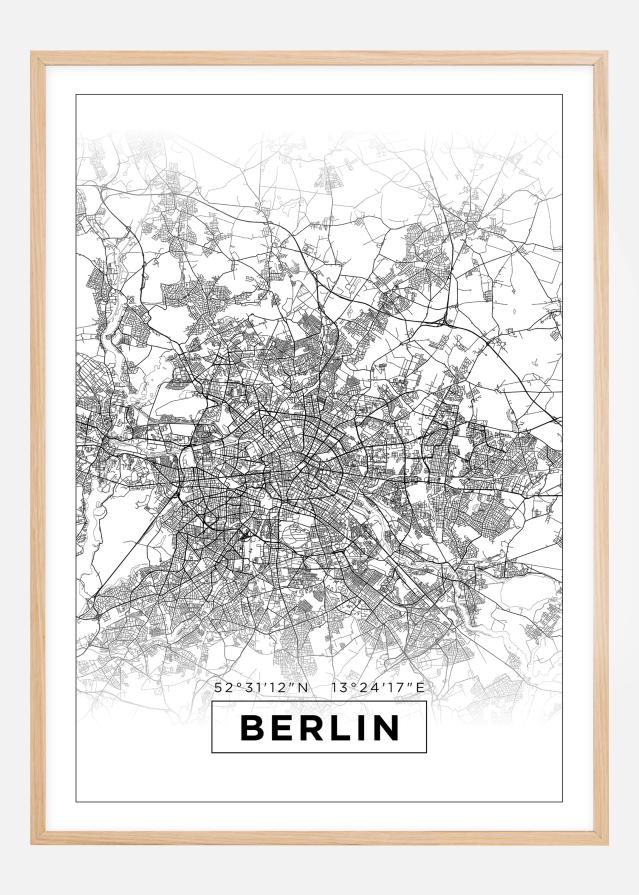 Mapa - Berlin - Biały Plakat