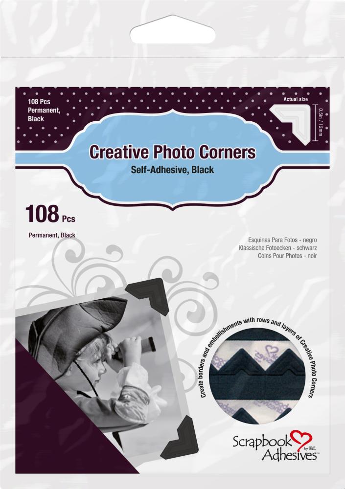 3L Creative Photo Corners Czarny - 108 szt.