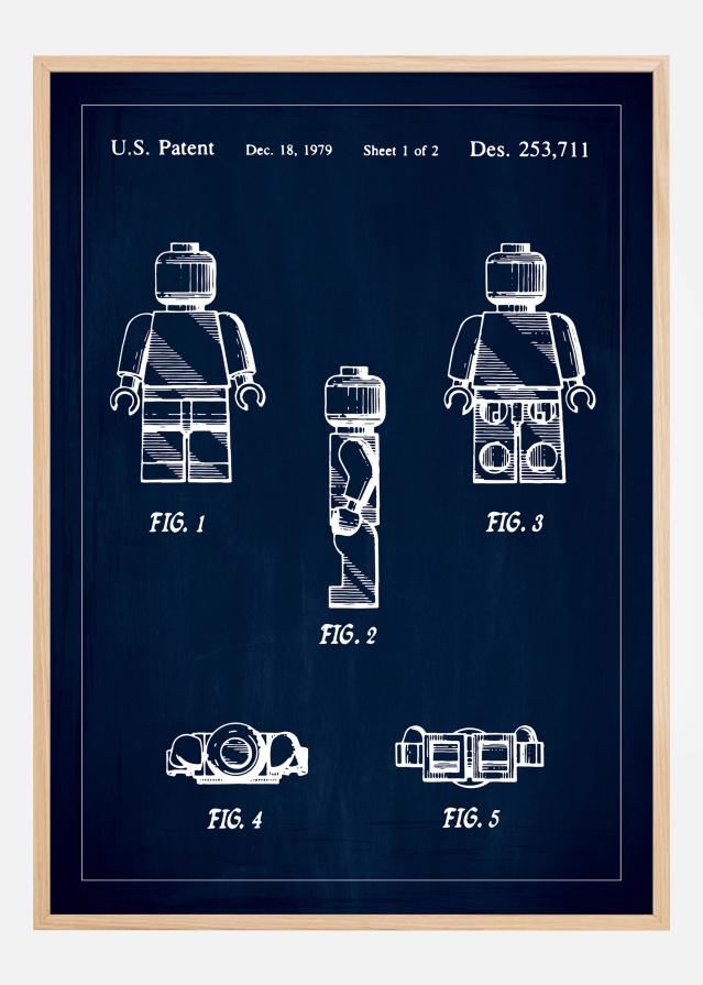 Rysunek patentowy - Lego w - Niebieski Plakat