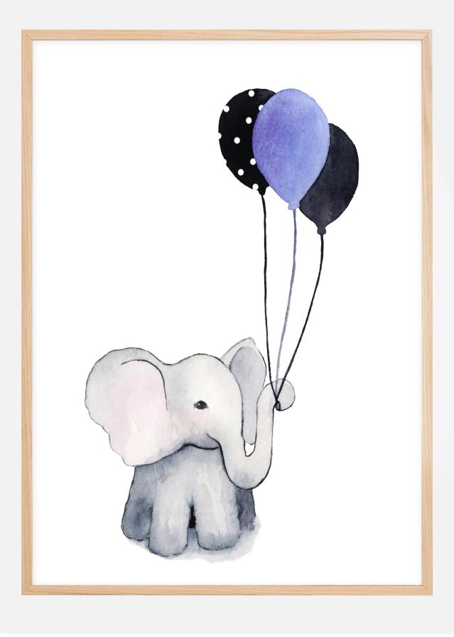 Elephant With Balloons Plakat