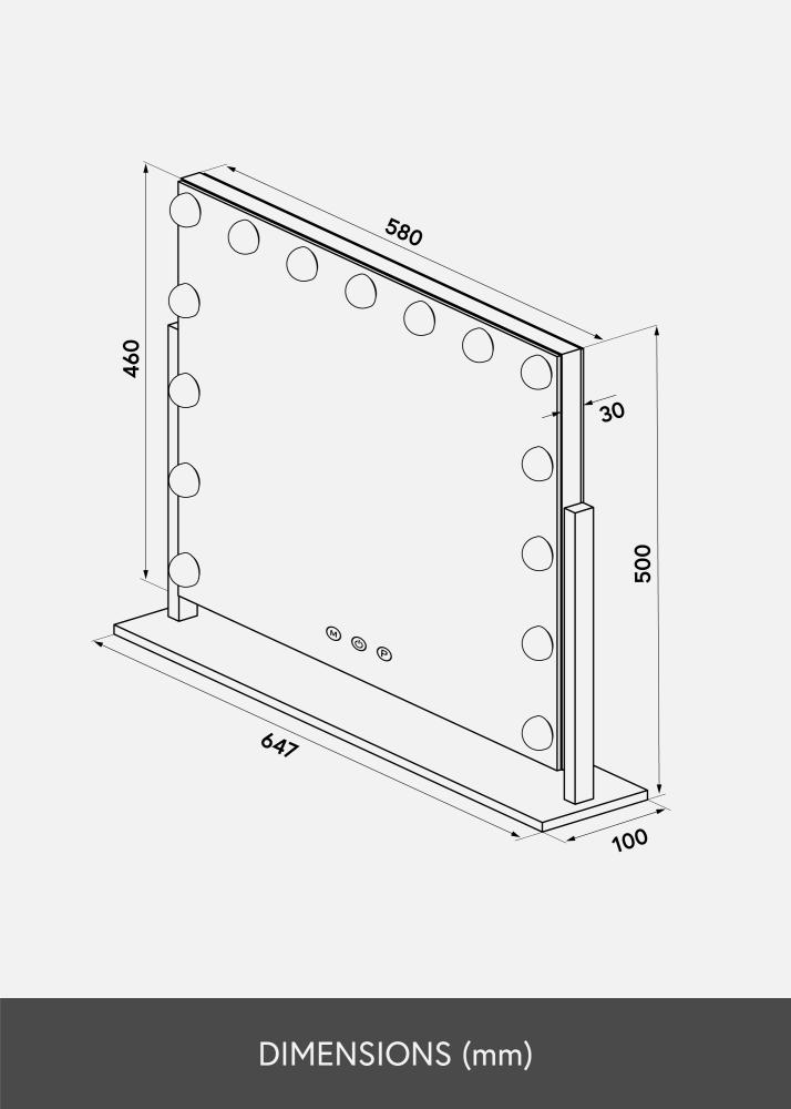 KAILA Lustro do makijażu Soft Corner LED Srebrny 65x50 cm