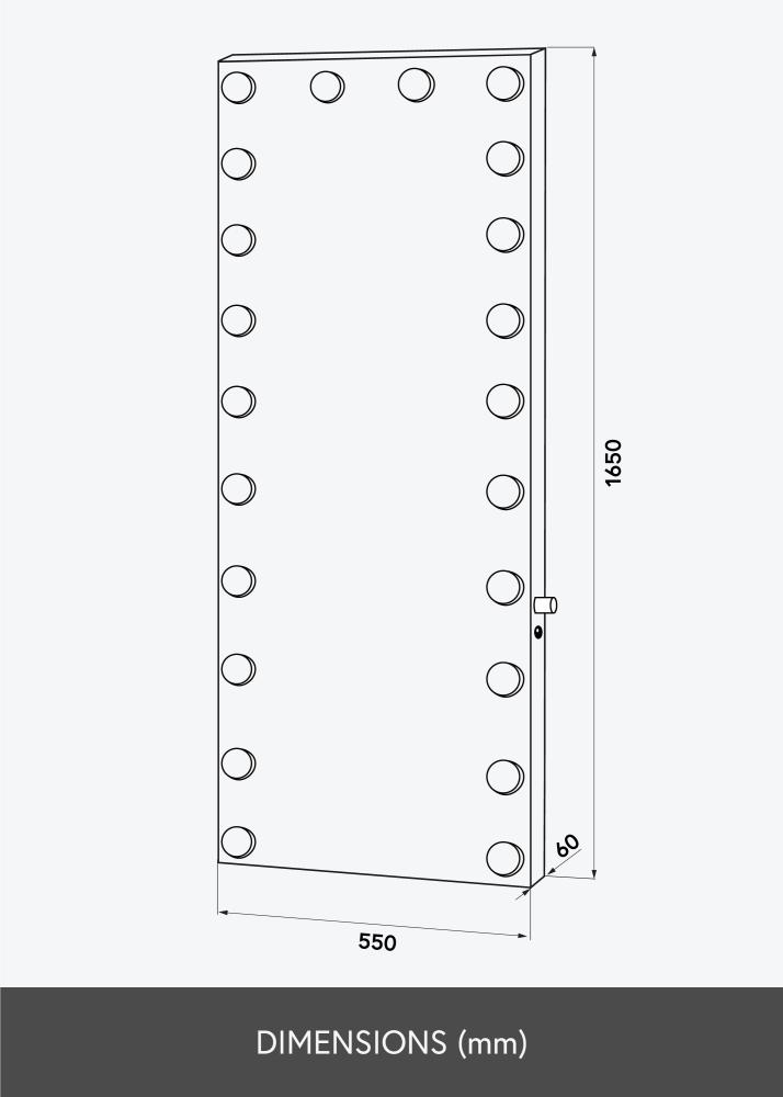 KAILA Lustro wysoki LED Czarny 55x165 cm