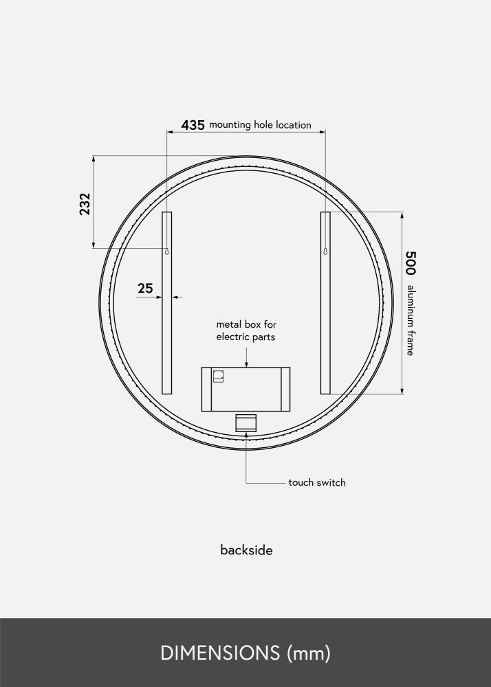 KAILA Lustro Circle LED Czarny 80 cm Ø