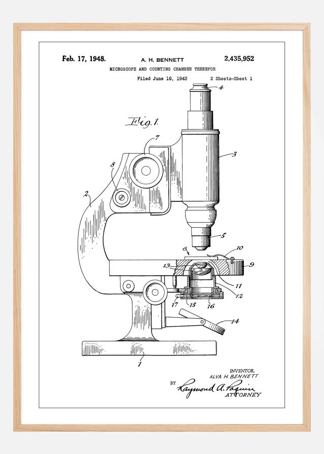 Patent Print - Microscope - White Plakat