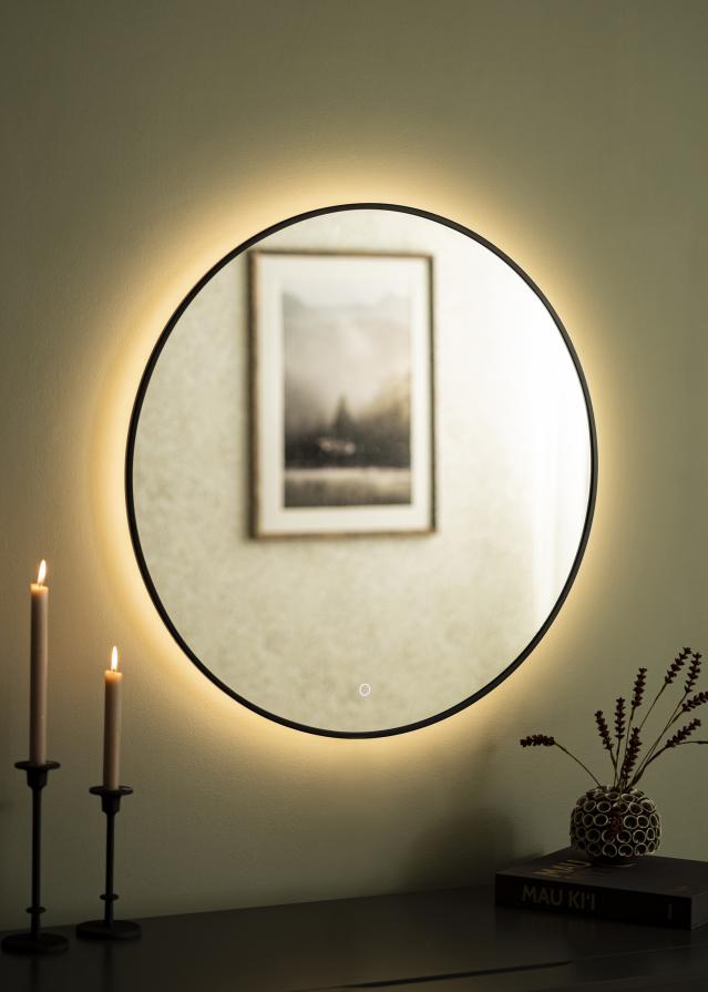 KAILA Lustro Circle LED Czarny 80 cm Ø