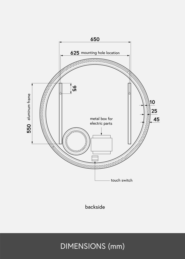 KAILA Lustro Circular Magnifying LED 100 cm Ø