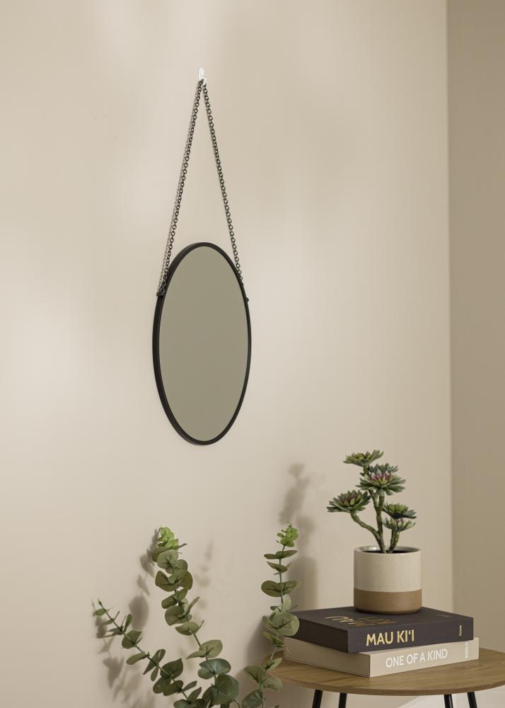 Okrągły Lustro Modern Czarny 40 cm Ø