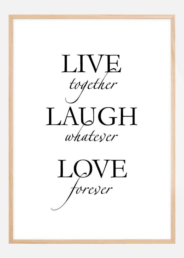 Live, laugh, love - Czarny Plakat