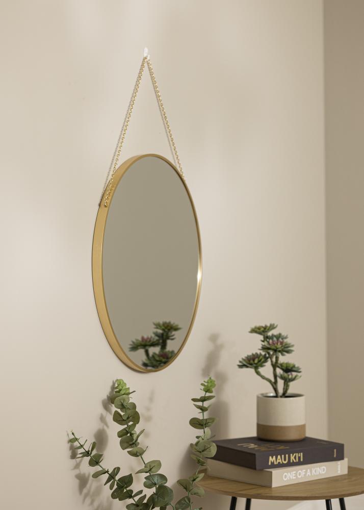 Okrągły Lustro Modern Deep Złoty 60 cm Ø