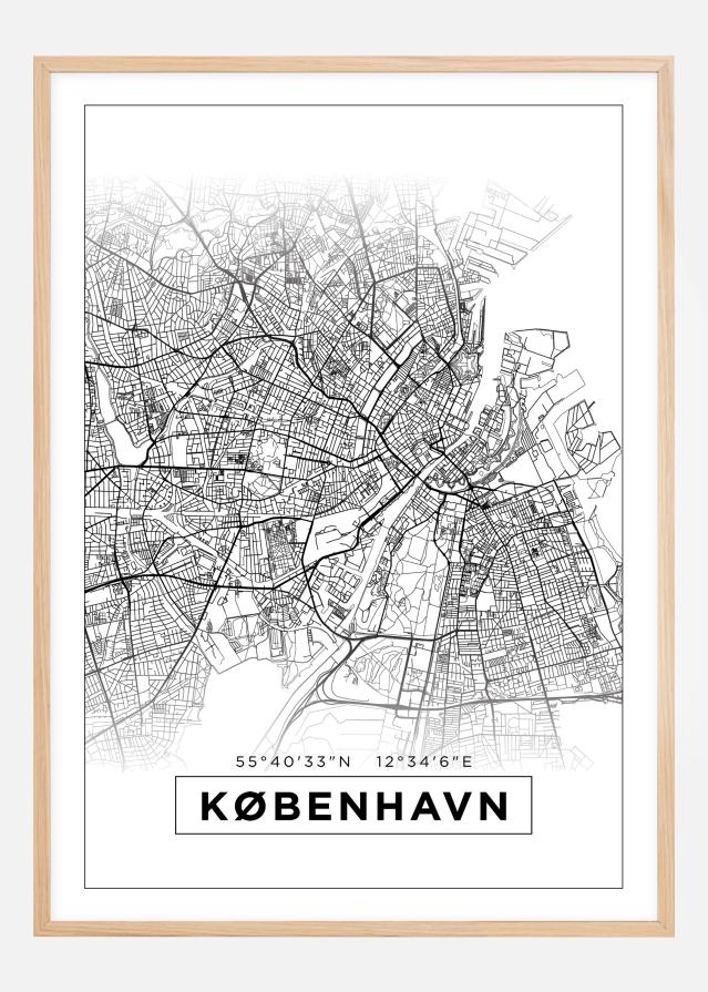 Mapa - København - Biały Plakat