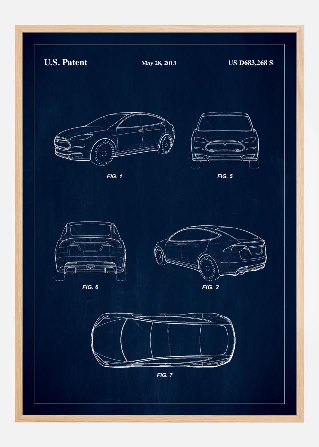 Patent Print - Tesla - Blue Plakat