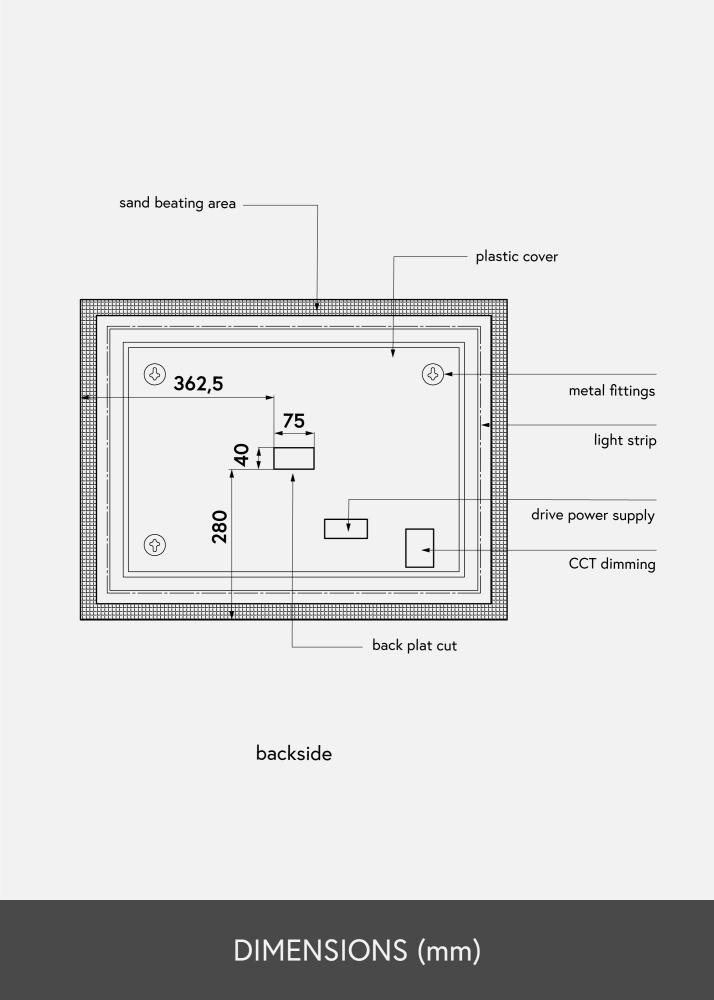 KAILA Lustro Rectangle II LED 60x80 cm