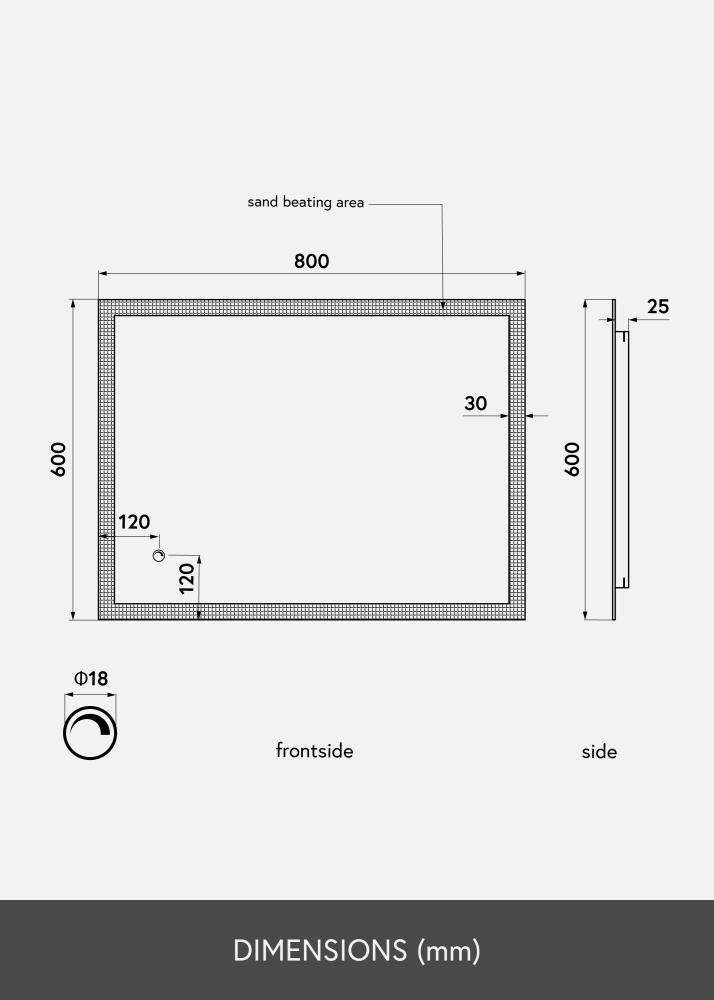 KAILA Lustro Rectangle II LED 60x80 cm