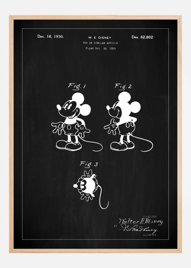 Rysunek patentowy - Disney - Mickey Mouse - Czarny Plakat