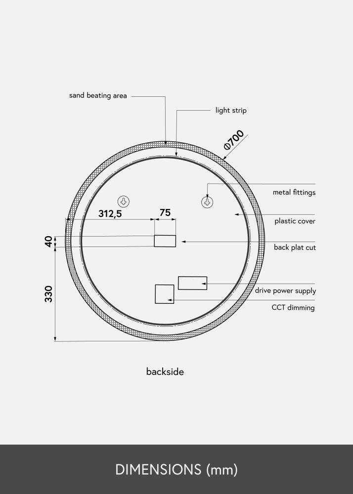 KAILA Lustro Frost LED 70 cm Ø