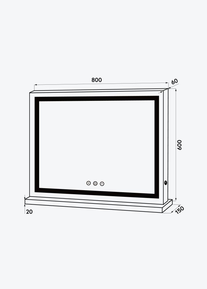 KAILA Lustro do makijażu Base Horisontal LED Biały 80x60 cm