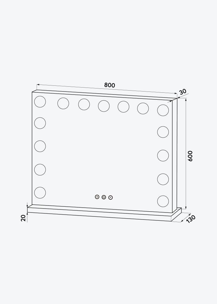 KAILA Lustro do makijażu Vanity LED 15 Biały 80x60 cm