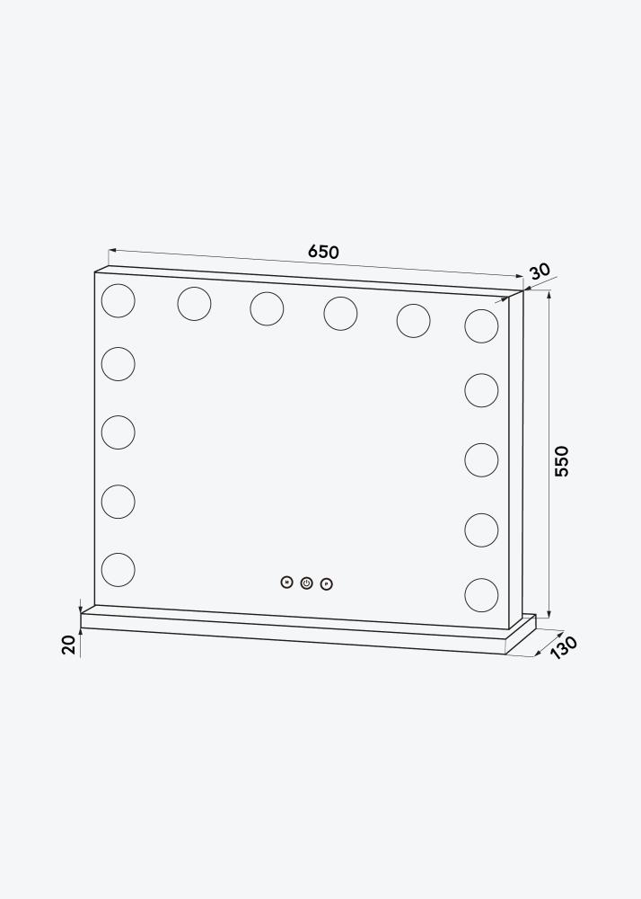 KAILA Lustro do makijażu Base LED 14 Srebrny 65x56 cm