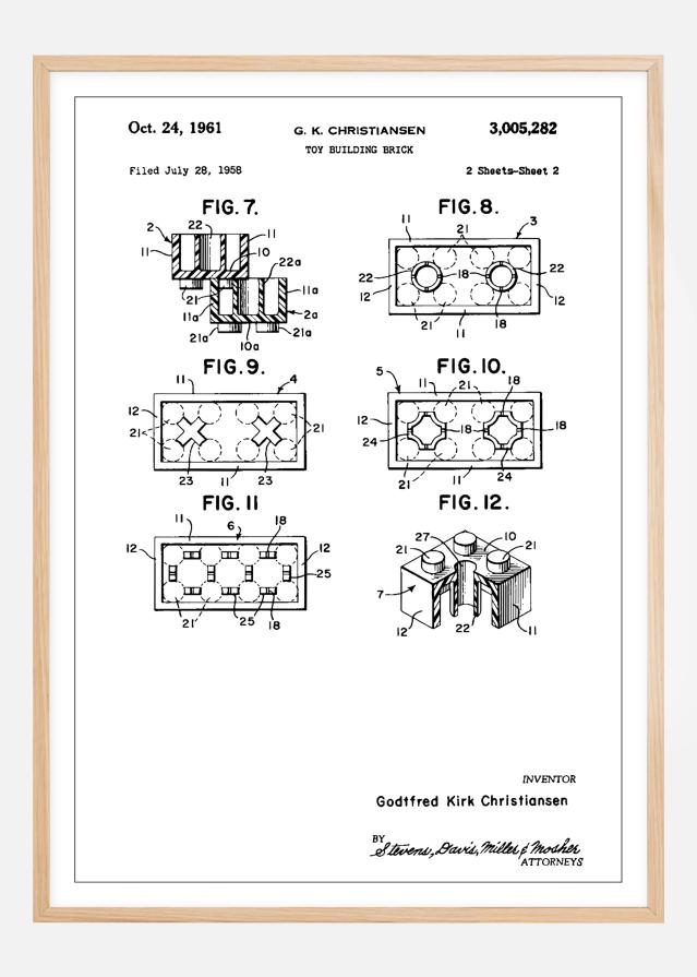 Patent Print - Lego Block II - White Plakat