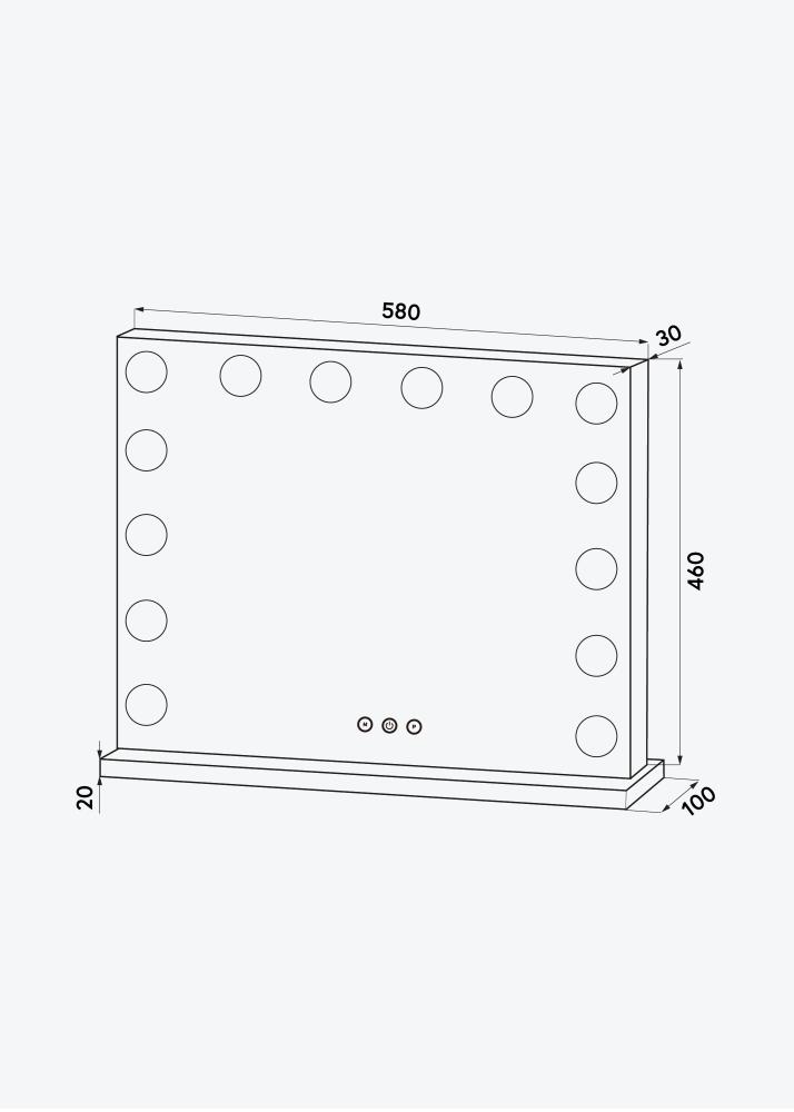 KAILA Lustro do makijażu Base LED 14 Srebrny 56x46 cm